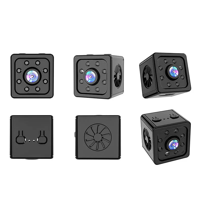 Black cubic K13 remote network sports HD camera with bracket on a white background.