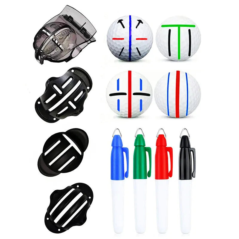 Golf putting alignment training tool with scriber and drawing pen attachments for practice