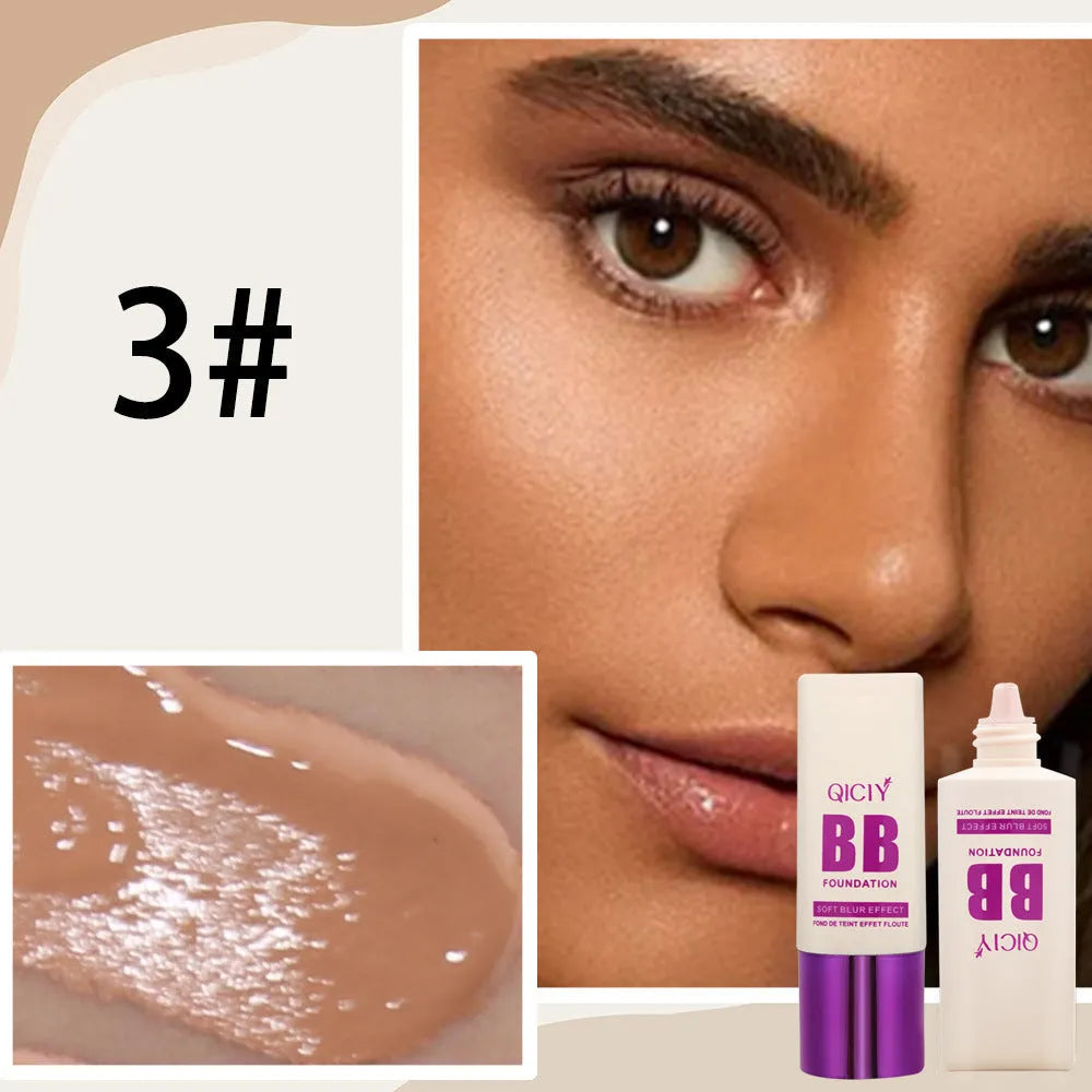 Feeding bottle containing liquid BB cream foundation in ten different shade numbers.
