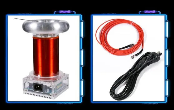 Musical Tesla coil driver board and controller unit with cables for high-voltage plasma arc demonstrations