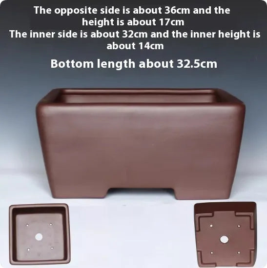Purple clay square succulent bonsai pot with classical design for plant display