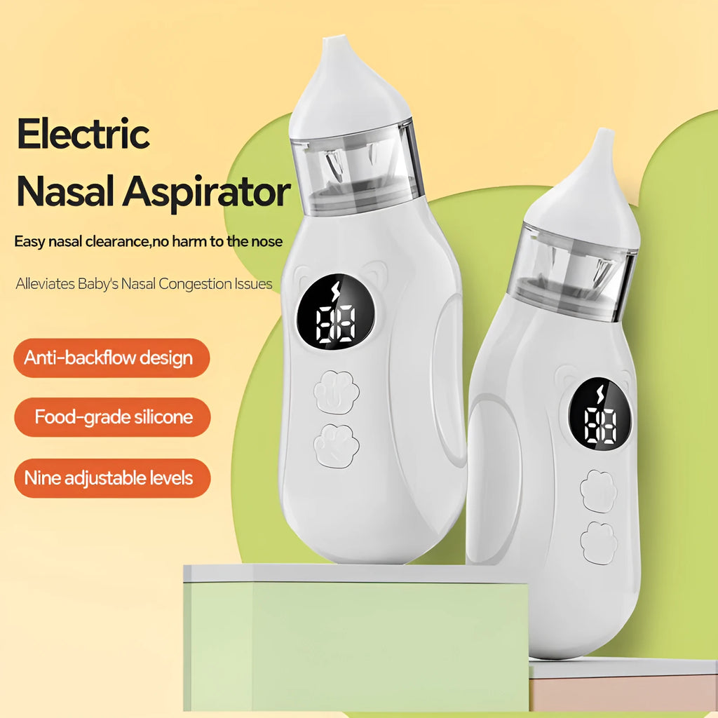 White electric silicone nasal aspirator for children with anti-backflow design
