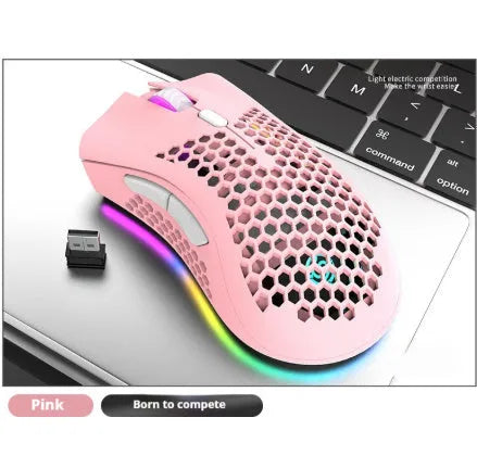 Wireless hollow out gaming mouse with luminous charging in BM600 cyan colour