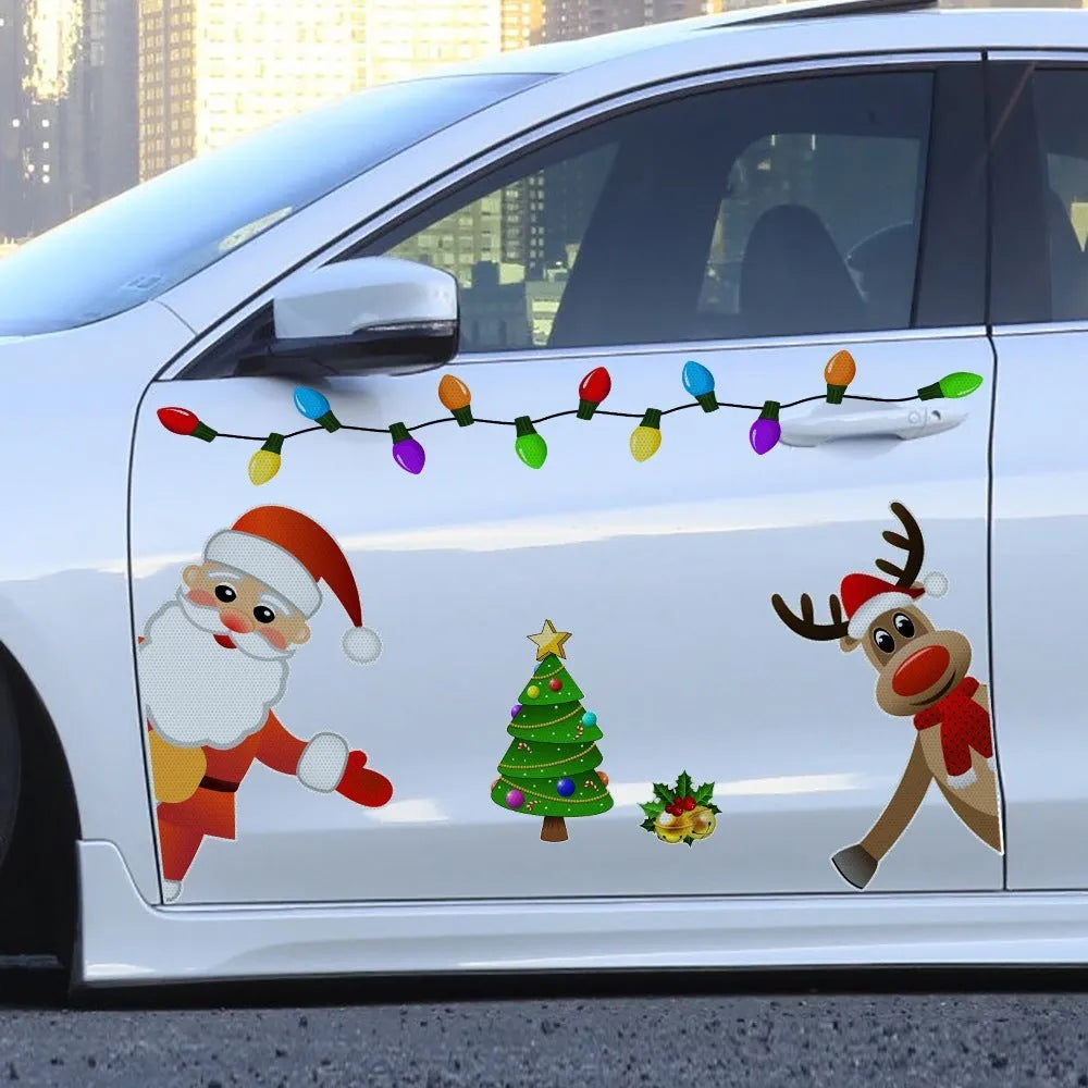 Medium magnetic Christmas elk car decoration sticker with reflective elements