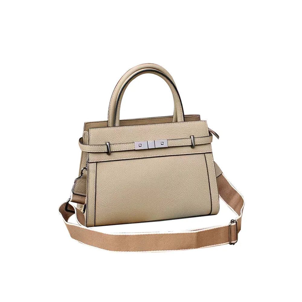 Small square genuine leather shoulder bag in almond green with sandwich pocket exterior