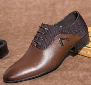 Men's Oxford shoes in artificial PU leather with rubber sole, showing black, brown and yellow colour options