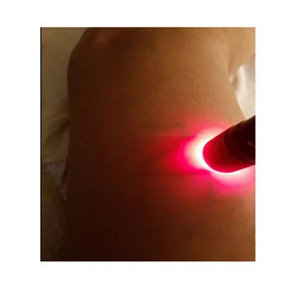 Black aluminium alloy Smart Vein Locator medical device showing red LED illumination for vein identification