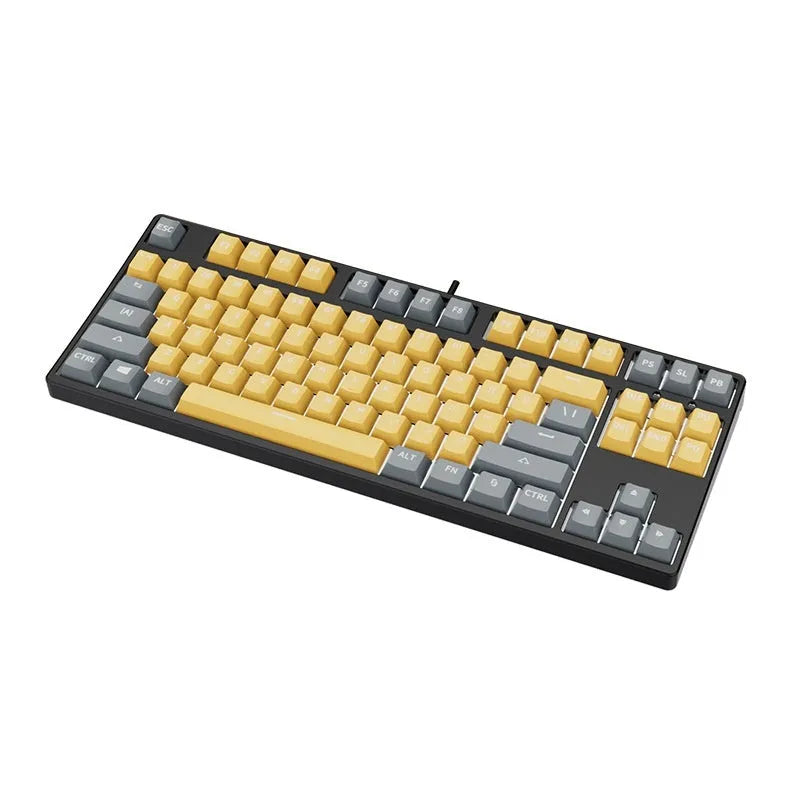 87-key mechanical gaming keyboard with colourful keycaps on metal frame, showing hot-swappable switches