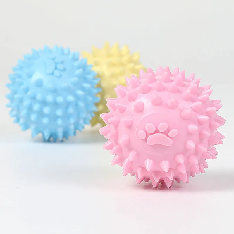 Blue TPR footprint dog chewing ball 6cm diameter pet dental toy