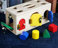 Wooden shape sorter lock box with 12 eco-friendly non-toxic pieces for preschool learning