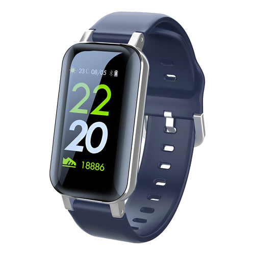 Call Bracelet smart fitness tracker watch in black, blue, or coffee colour on a wrist.