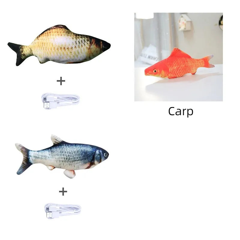 USB rechargeable electric jumping fish cat toy without catnip, 30cm multicolour electronic pet toy