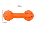 Football dumbbell shaped squeaky dog chew toy in orange colour