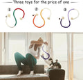 Long purple, orange, and red-with-green cotton rope cat toys stuffed with catnip for biting and playing.