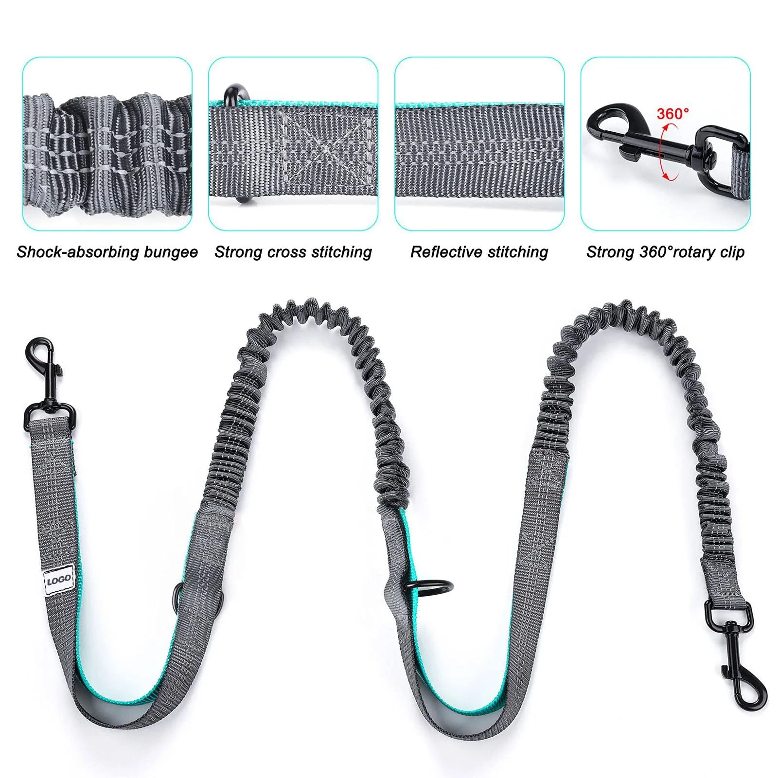 Black nylon pet walking set with waist bag, leash, and collar for outdoor dog training