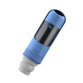 Portable dog water bottle with integrated drinking bowl in dark blue colour