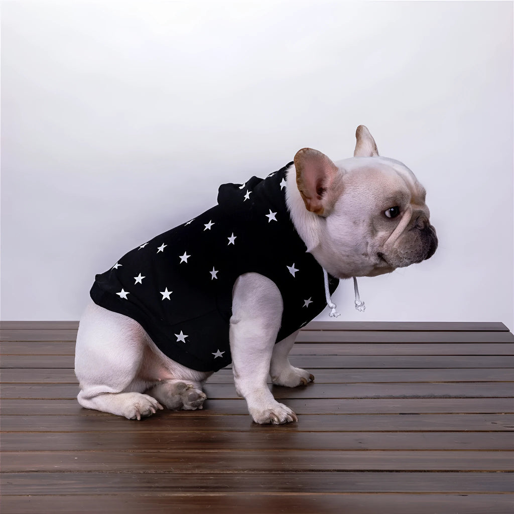 Black cotton printed pet sweater for dogs and cats, casual style
