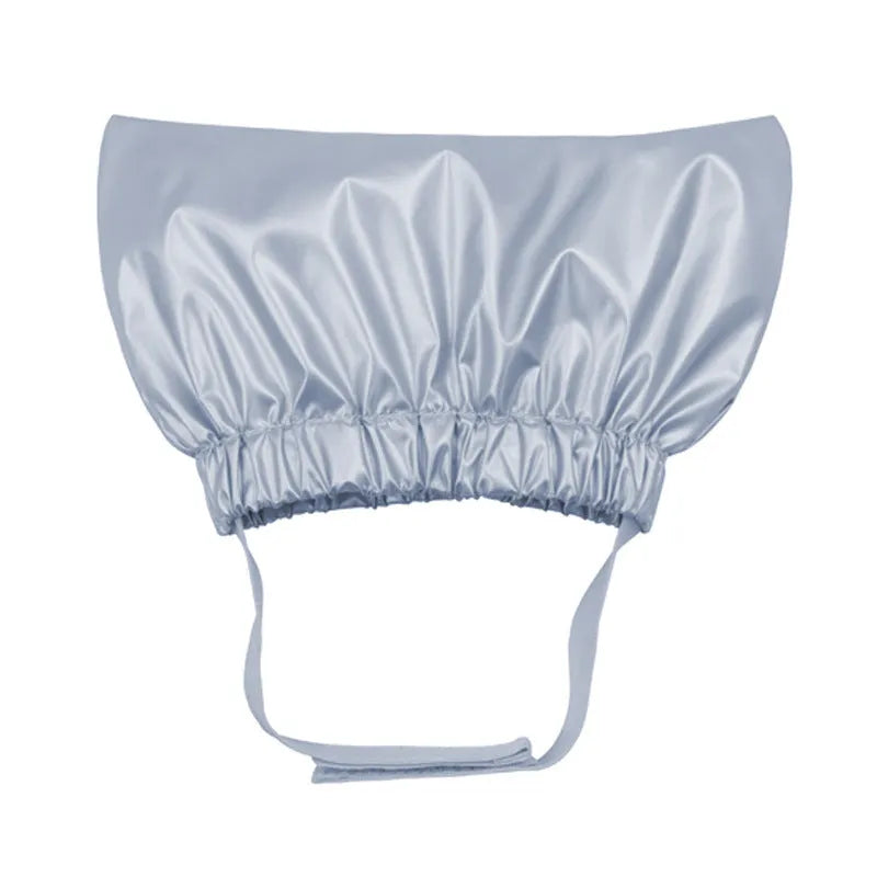 Adjustable ear-proof waterproof shower cap for cats and dogs in silver colour with non-woven fabric construction