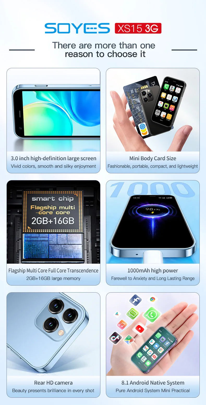 S23PRO XS15 mini Android smartphone with 30mm straight plate screen in black, green, or pink purple colours