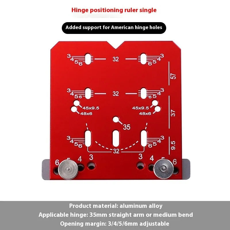 Red aluminium alloy hinge punch locator tool for 35mm cabinet door hinge installation