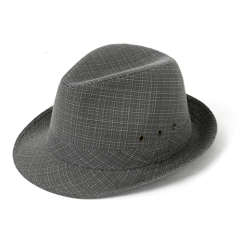 Classic men's fedora hat in thickened suit material, shown in a dark colour on a neutral background.