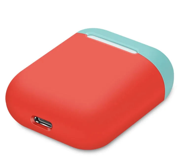 Silicone protective cover for Apple AirPods charging case, split design, solid colour, simple style