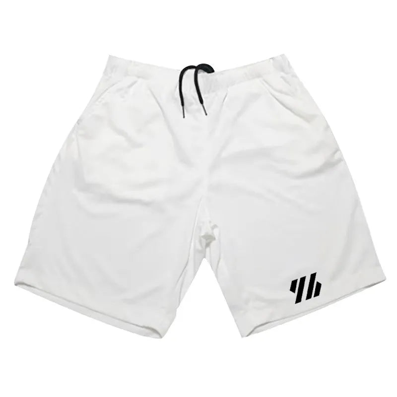Pair of loose-fitting metal silk sports shorts for running, shown in one of nine available colours.