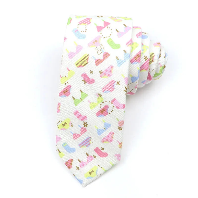 Korean style narrow men's cotton bow tie with a printed cartoon pattern, shown in colour GH21-01.