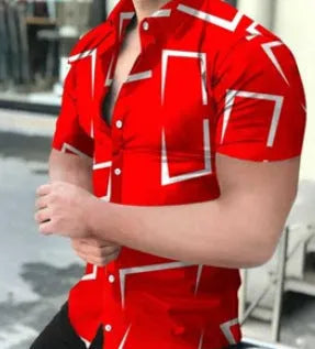 Men's slim fit floral print beach shirt with 3D digital pattern on polyester fabric