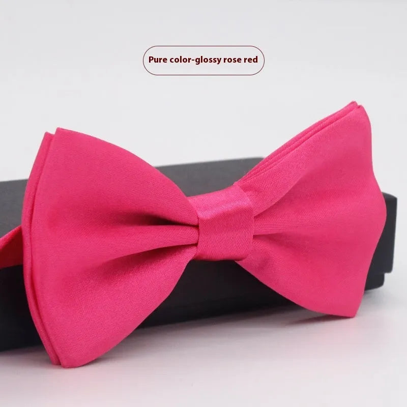 Solid colour formal bow tie with flat head design in polyester fabric