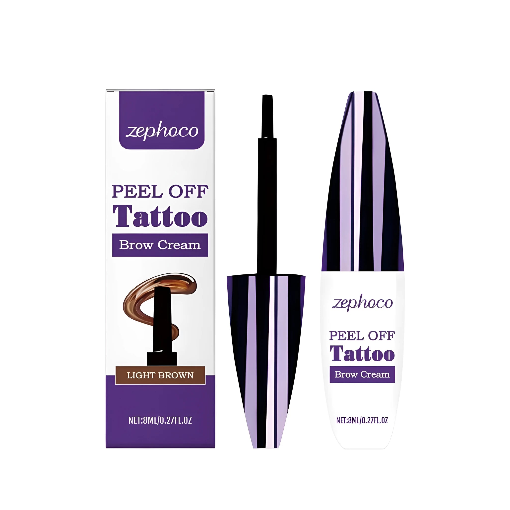 Liquid eyebrow pencil in black, brown and light brown shades for brow definition.