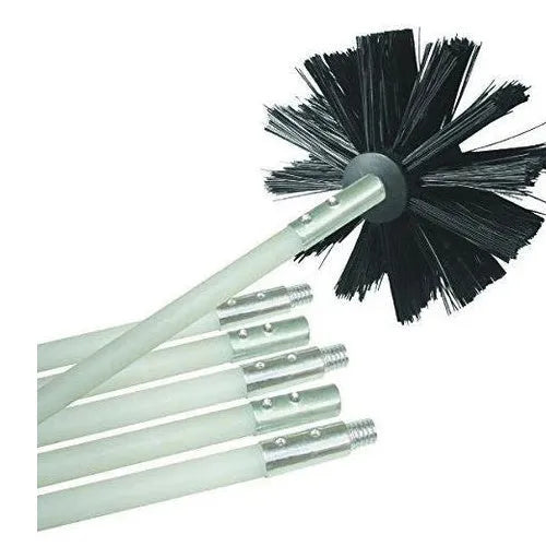 Flexible chimney cleaning brush with nylon bristles for dryer vent and range hood ducts