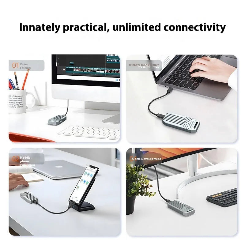Aluminium external SSD case for Thunderbolt 4 with silver or grey finish