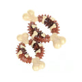 Natural rubber bone-shaped dog molar chew toy shown in two sizes for teeth grinding