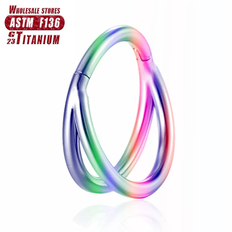 Titanium alloy fork-style nose ring body jewellery shown in silver finish.