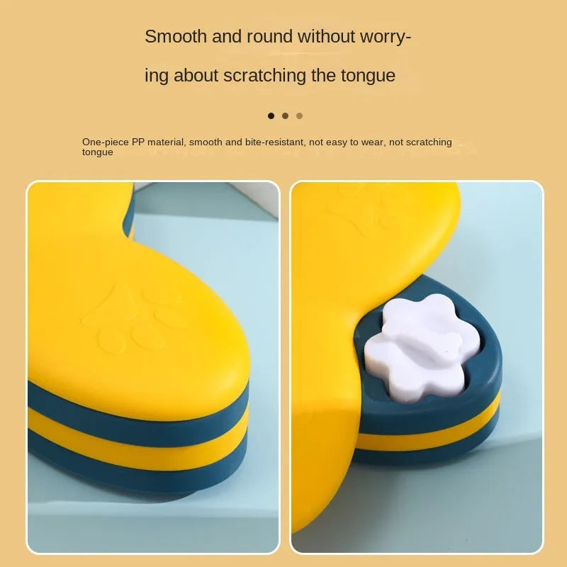 Green and yellow dog puzzle toy with nine bone-shaped covers on a non-slip base.