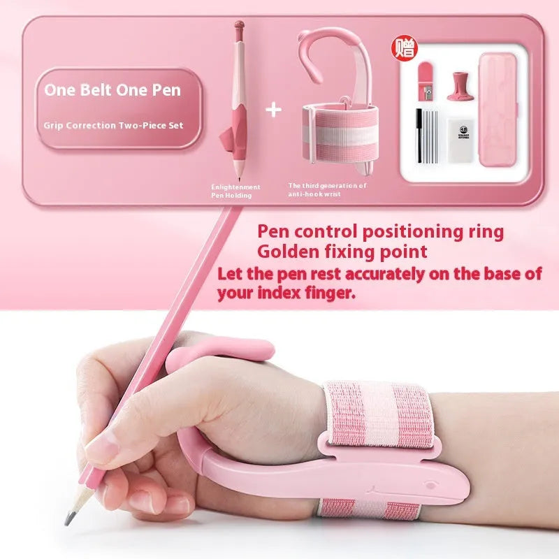 Anti-hook holder pen control corrector wrist brace for handwriting improvement in blue colour