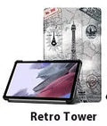 LenovoTab P12 12.7-inch protective case in a three-fold stand position, showing a magnetic closure and a printed design.