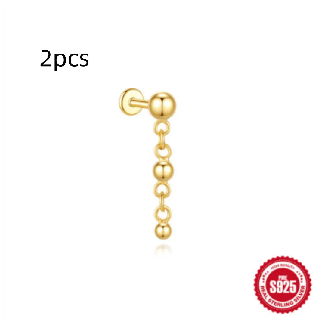 S925 sterling silver water drop earrings with a flat spiral design in a gold electroplated finish.