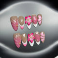 French style lily and ice flower three-dimensional plastic artificial nails in almond shape