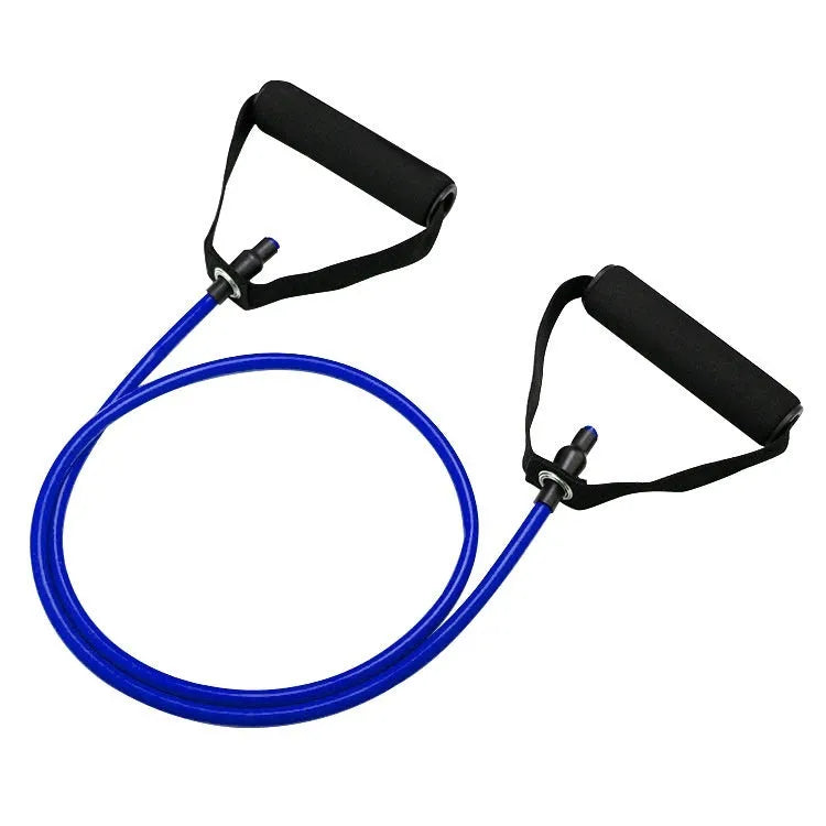 Adjustable chest expander with colour-coded TPE resistance bands showing five different tension levels