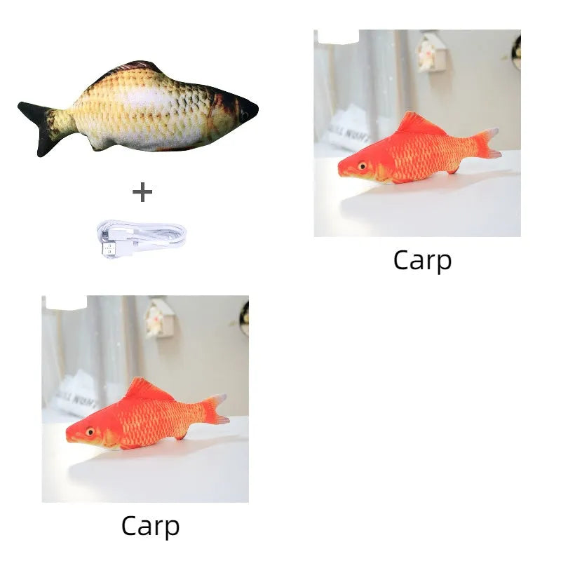 USB rechargeable electric jumping fish cat toy without catnip, 30cm multicolour electronic pet toy