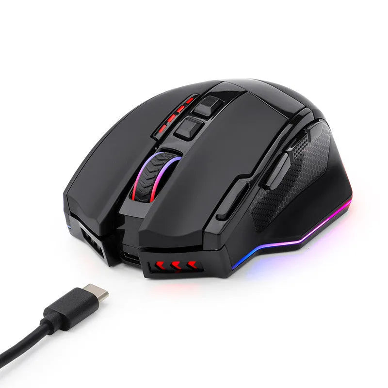Redragon M801P black wireless gaming mouse with 9 programmable buttons and ergonomic design