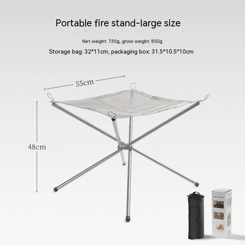 Stainless steel barbecue grill set with silver finish and integrated cooking net