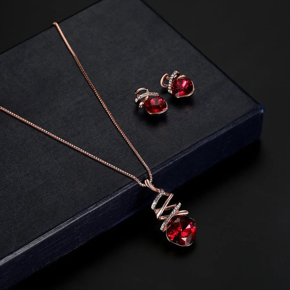 Women's alloy bridal jewellery set with necklace and earrings, water wave chain, colour 61172321