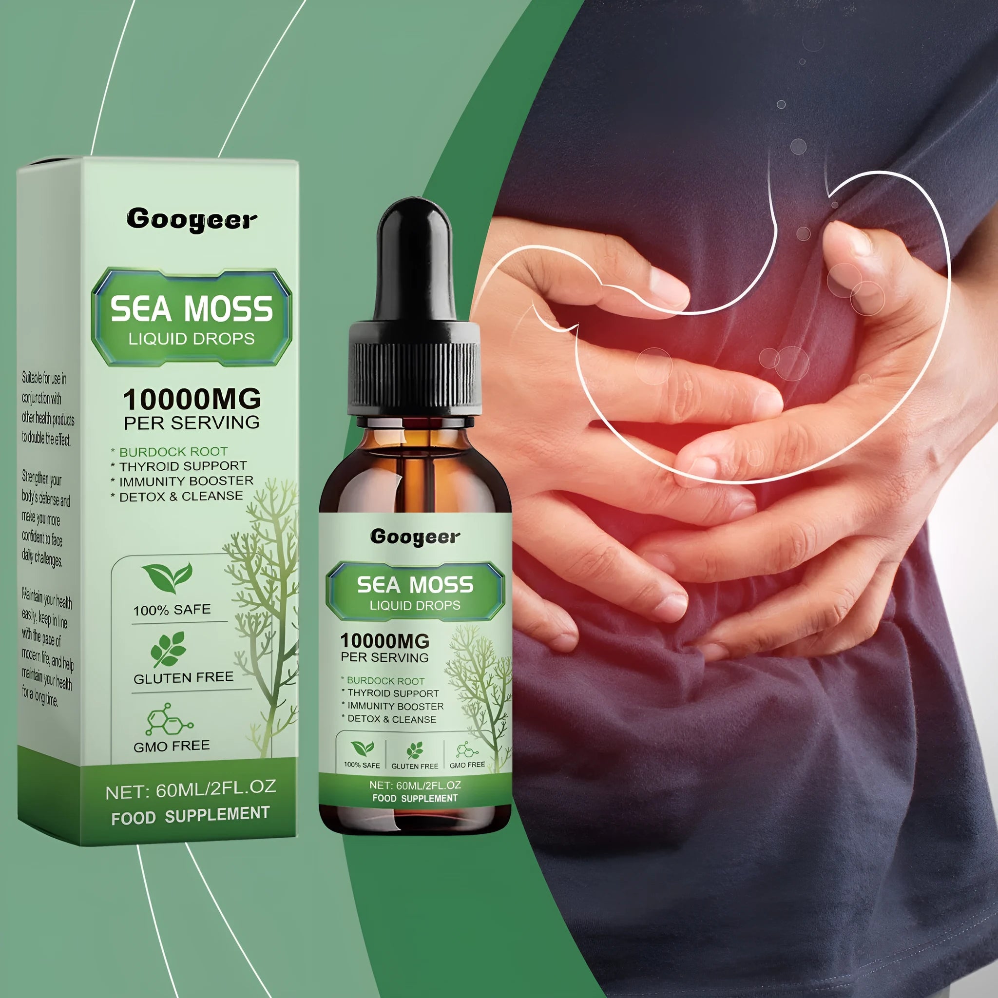 Sea Moss Liquid Drops 60ml bottle body treatment with traditional Chinese medicine extract