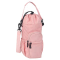 Cloth water bottle shoulder bag with crossbody strap in black, green and pink colour options