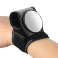 Black nylon bicycle rear-view mirror mounted on handlebars for cycling safety