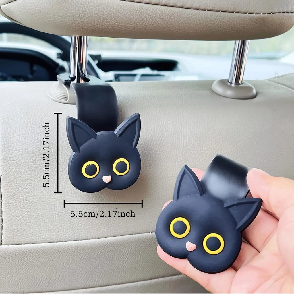 Cartoon cute car seat rear back hook made of ABS in black colour, sold in multiple pack options