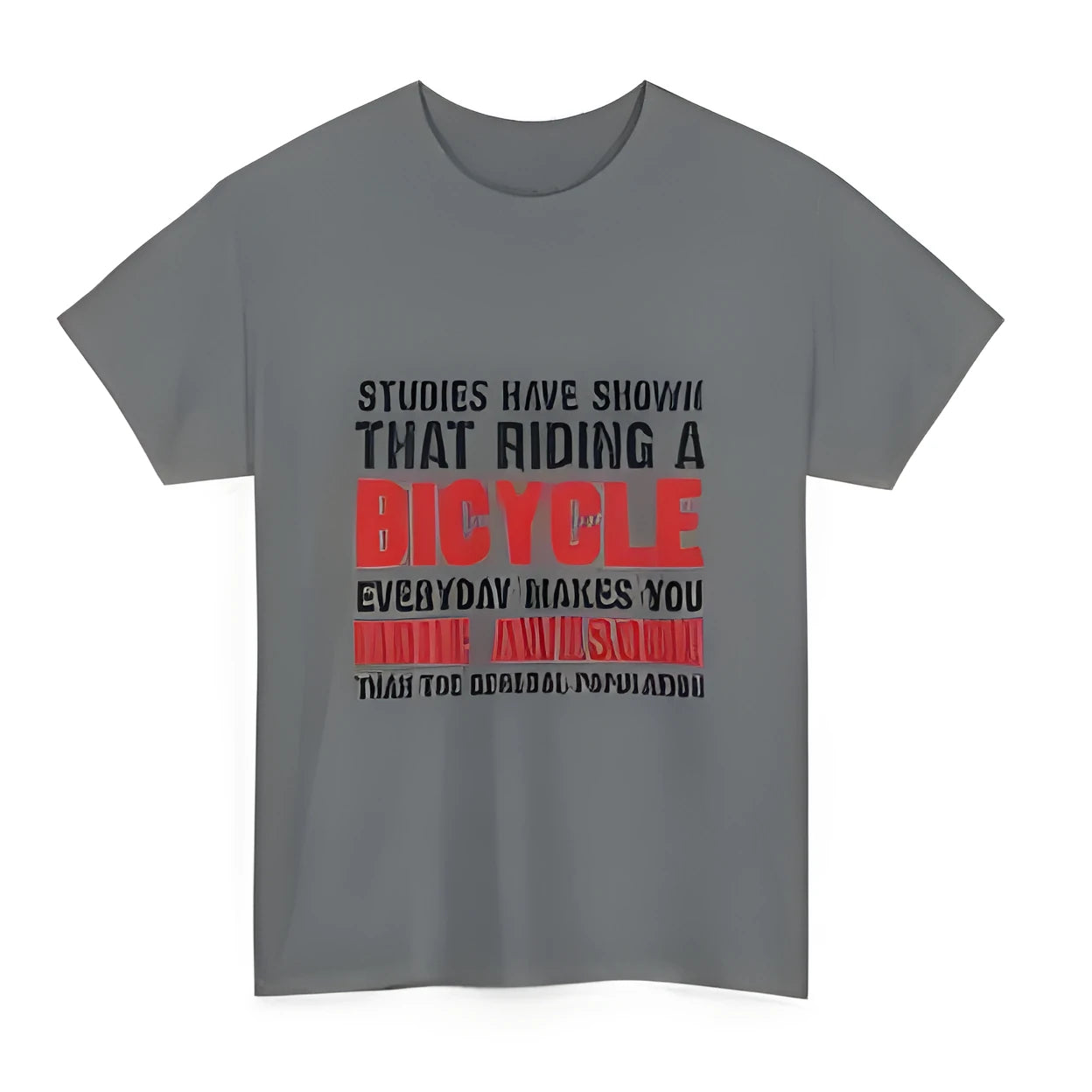 Grey women's printed cotton t-shirt with short sleeves showing pullover design
